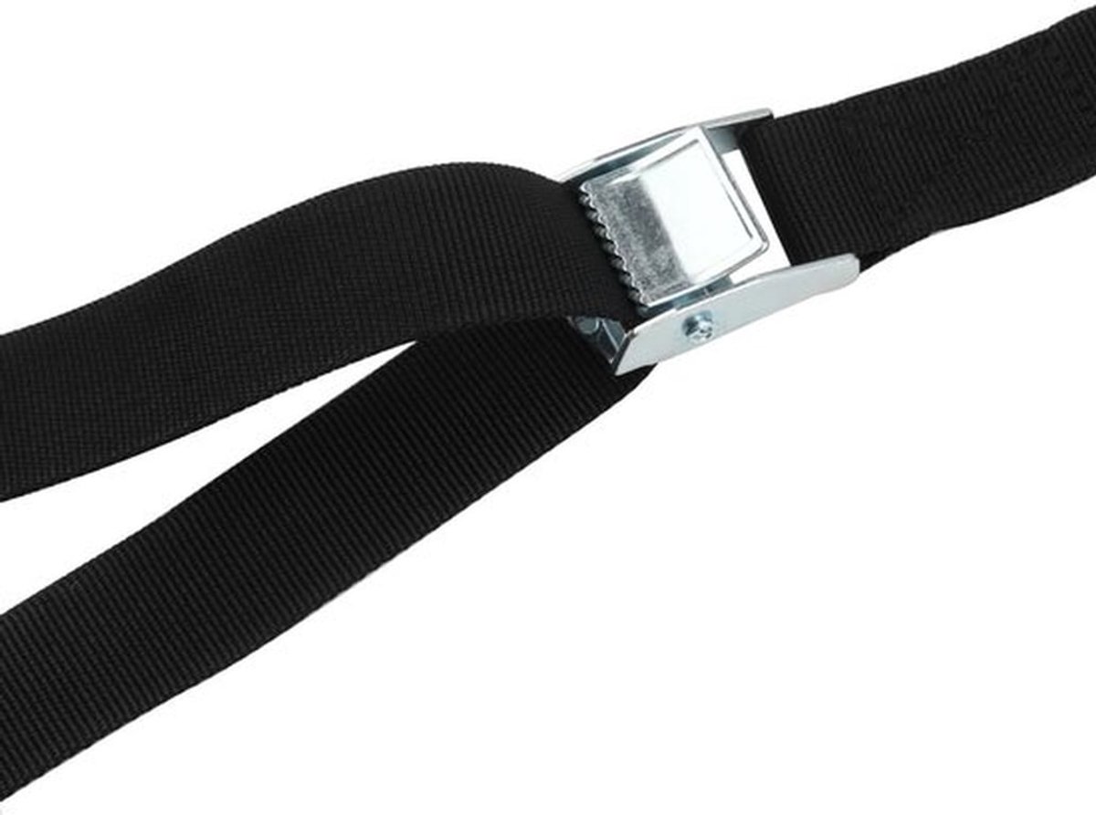 Spanbanden 5 m x 25 mm - Verstelbare Heavy Duty Sjorbanden - Zwart - Hoge Sterkte - Polypropyleenvezel - 250kg-500kg Draagvermogen