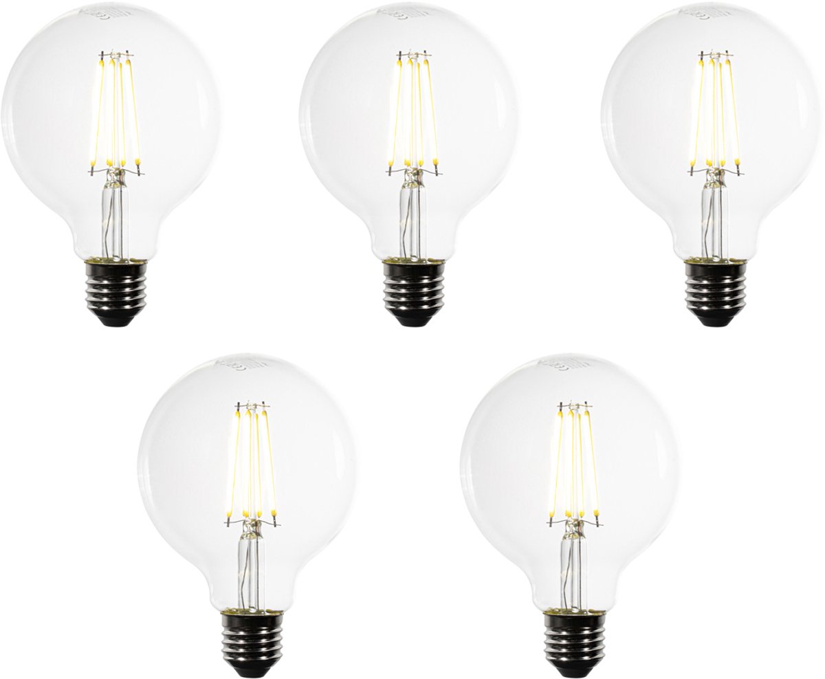 Luedd Set van 5 E27 LED lampen G95 helder 3.8W 806 lm 3000K