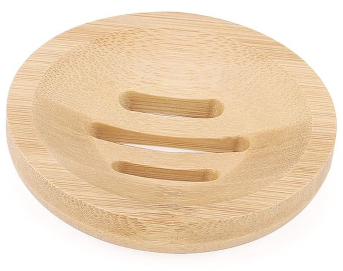 Bamboe Zeepschaal - Antislip Zeeprek - Minimalistisch Design - Compact - Natuurlijke Houten Zeepdoos - Uitgeholde Bodem - Zeepbakje