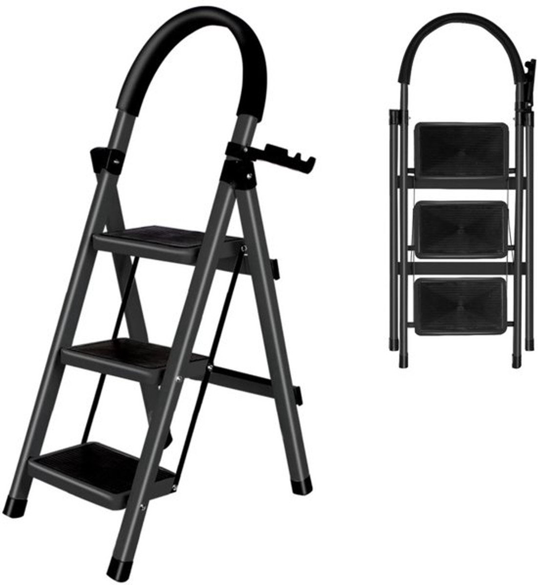 3/4/5 trapladder, draagbare opvouwbare lichtgewicht stevige stalen ladder met antislipvoeten, opstapje voor d