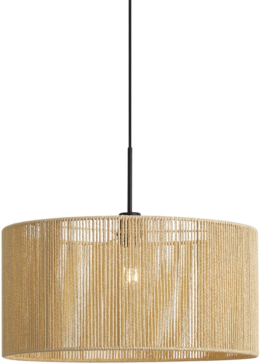Qazqa japandi hanglamp - Combi1 - zwart, rond, 50cm, ideaal als woonkamer lamp