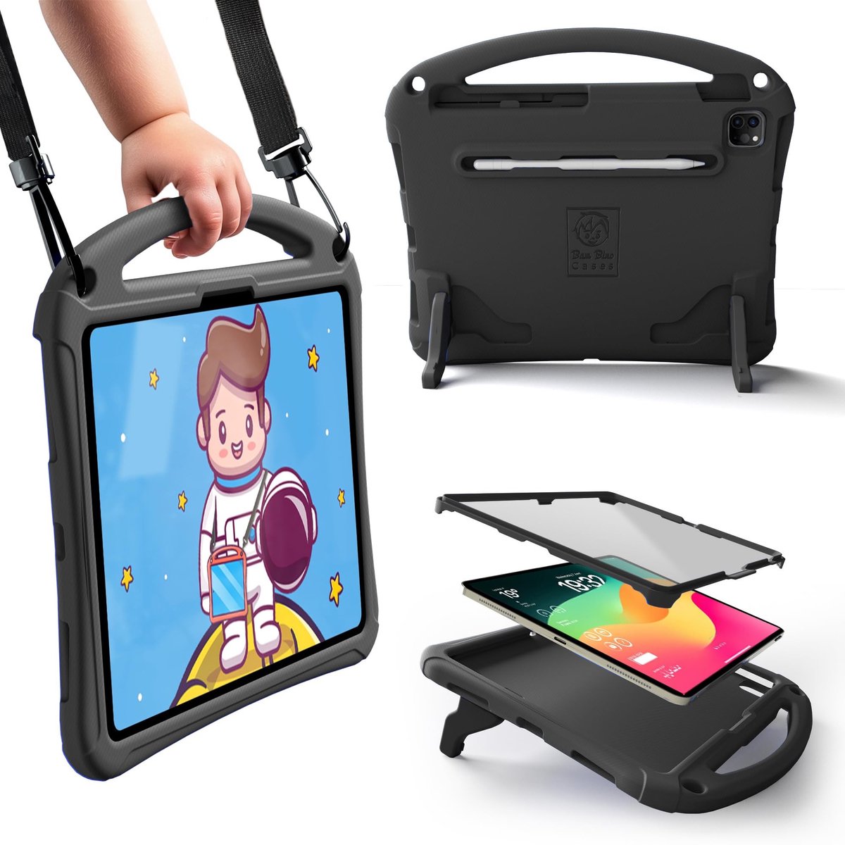 Solidchoice - Ruimtelijke Beschermcase voor iPad Pro 12.9 met Schouderband