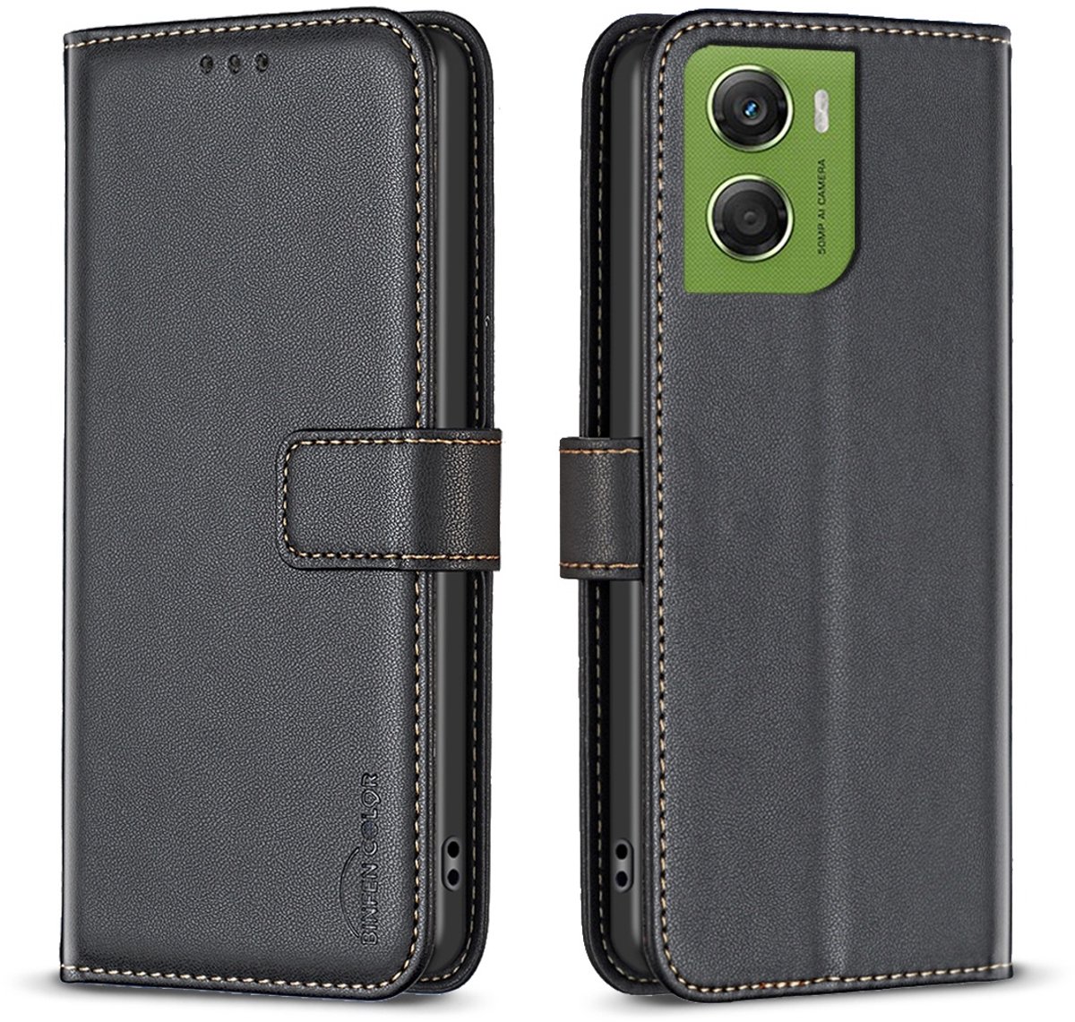 BINFEN Hoesje - Geschikt voor Motorola Moto G06 / G06 Power Hoesje - BINFEN Color Book Case - Zwart