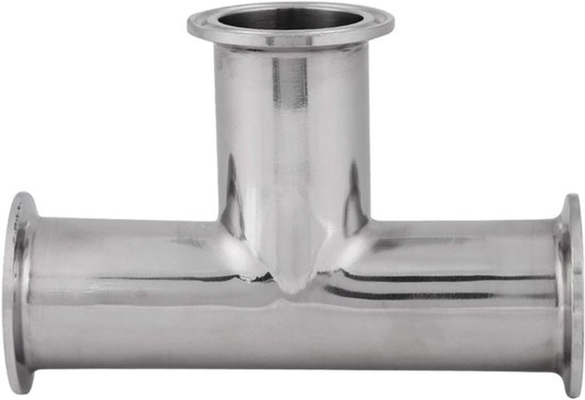 Klem Tee 3-weg, Standaard roestvrijstalen sanitaire klem T-stuk 38 mm, fittingen en accessoires voor pijpen en installaties