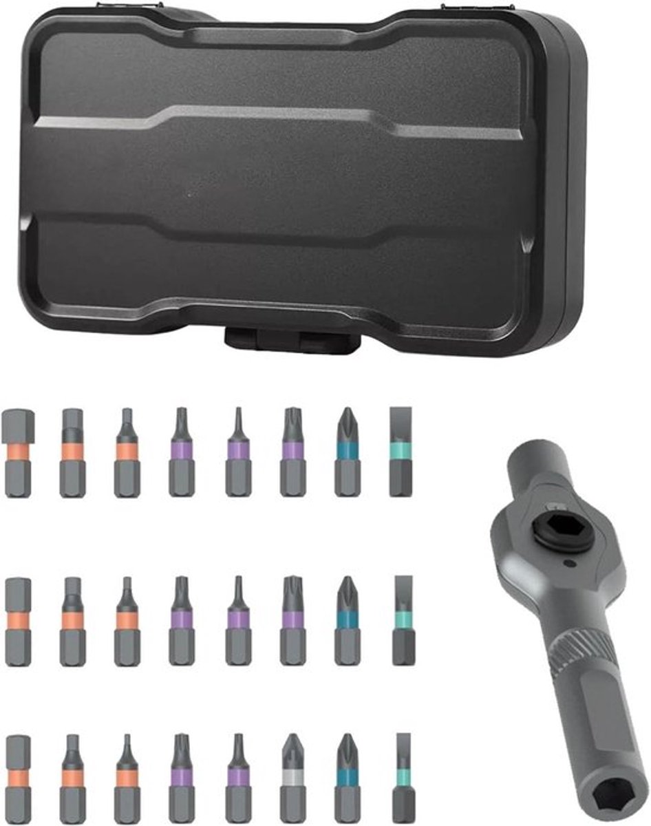 24-delige Magnetische Schroevendraaier Set - Ratelhandgreep, Precisie Gereedschapskit - Magnetische Tips, Opslagcase - Handige Reparatieset Bouwklussen