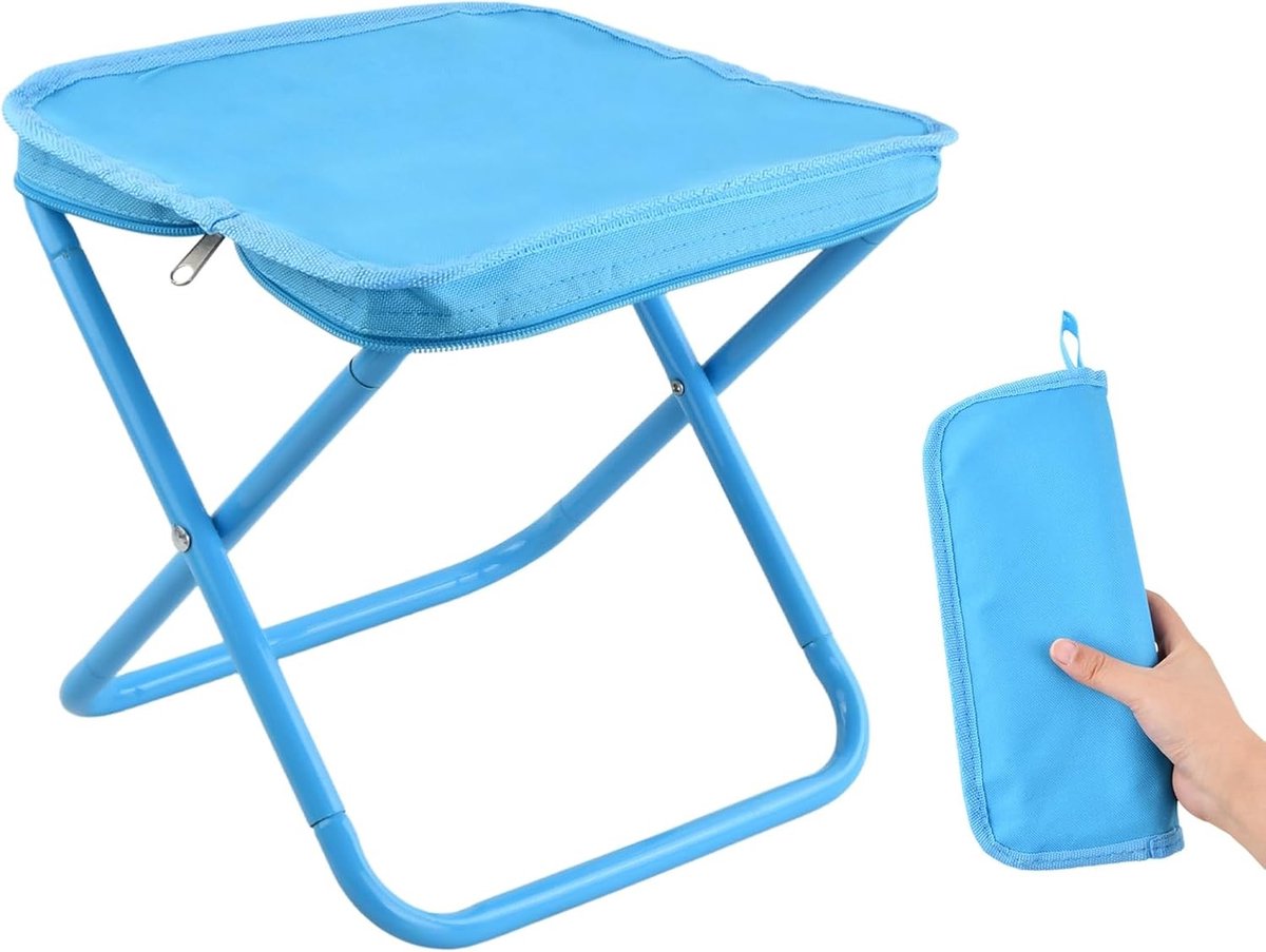 Draagbare Mini Opvouwbare Campingstoel voor Tuin, Vissen, Wandelen en Barbecue - Lichtgewicht en Compact (Blauw, 26.5×23×25cm)