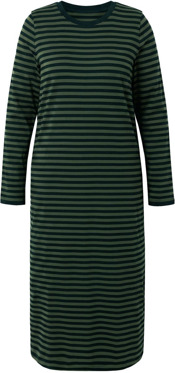 Studio Untold - Dames - Maxi-jurk A-lijn jersey met strepen lange mouwen - Donkerolijf - Maat 50+
