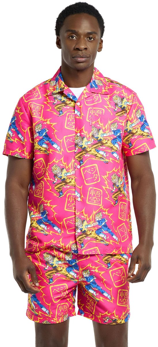 OppoSuits Dragon Ball Z - Goku vs Vegeta™ Zomer Set - Officieel Dragon Ball Z™ - Heren Zomer Set Festival - Carnavalskleding - Roze - XL