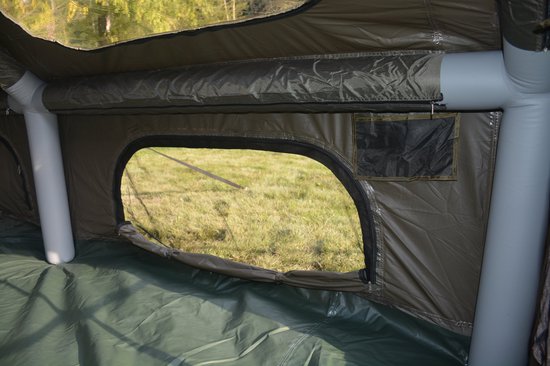 Intebiki Opblaasbare Tent - Geschikt voor 7-8 personen - 400*300*200 cm - Luchtmatras Tent - Luxe Campingtent - PU 3000mm Waterdicht - UPF50+ UV-bestendig - Legergroen — afbeelding 4