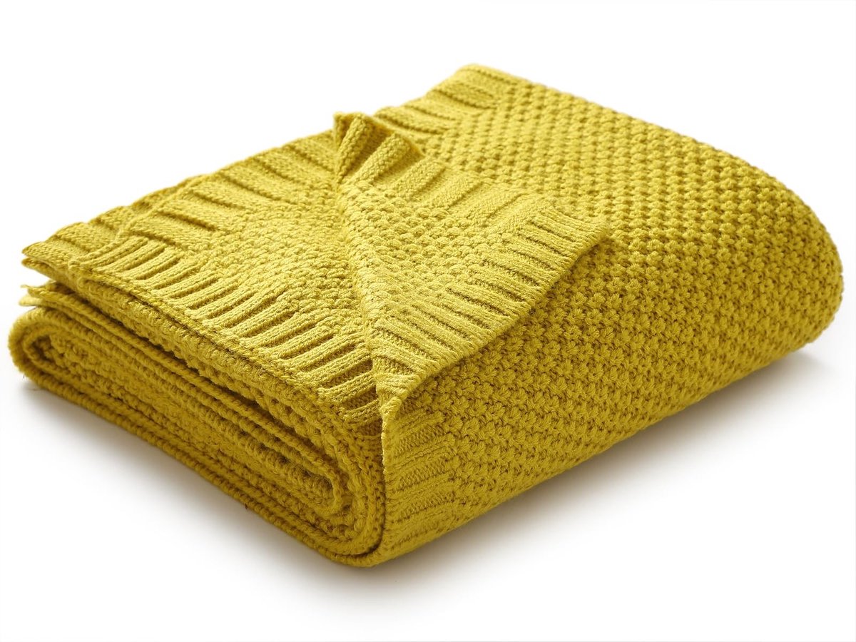 Solidchoice - Gebreide Babydeken voor Meisjes en Jongens 100 x 80 cm Geel