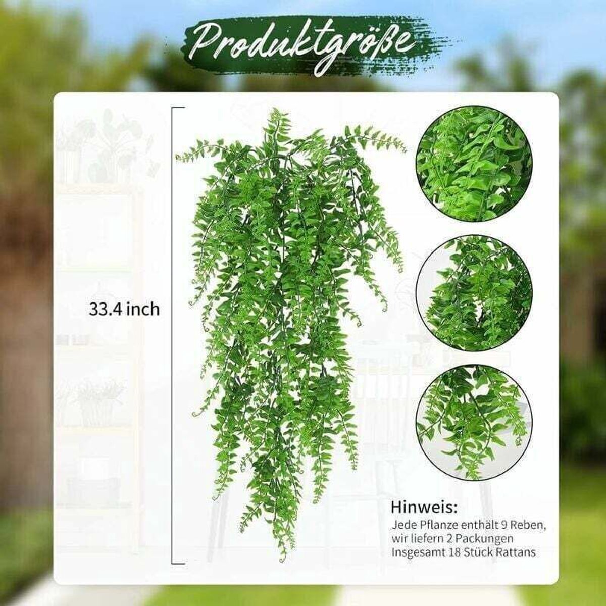 Twee kunstmatige hangplanten geschikt voor gesimuleerde klimopbladeren. Ze kunnen aan de muur worden gehangen en zowel binnen als buiten worden gebruikt.