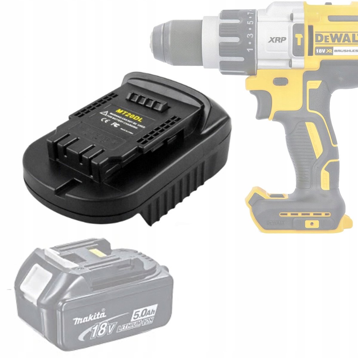 Rosfix Adapter Vervanging DW18ML - Makita 18V naar Dewalt 18V - Stevige Constructie - Geschikt voor DeWalt, Makita