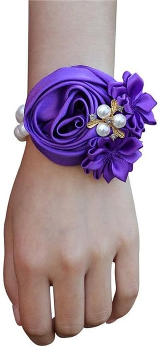 Polsbloem 2 stuks - Bruidsmeisjes - Rozenmotief - Huwelijksceremonie - Avondfeest - Stofmateriaal - Corsage