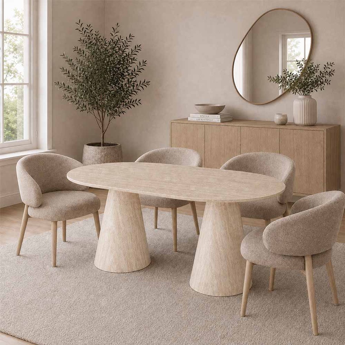 Milton & Oldbrook Eettafel 200 cm Hamar Travertinlook Beige
