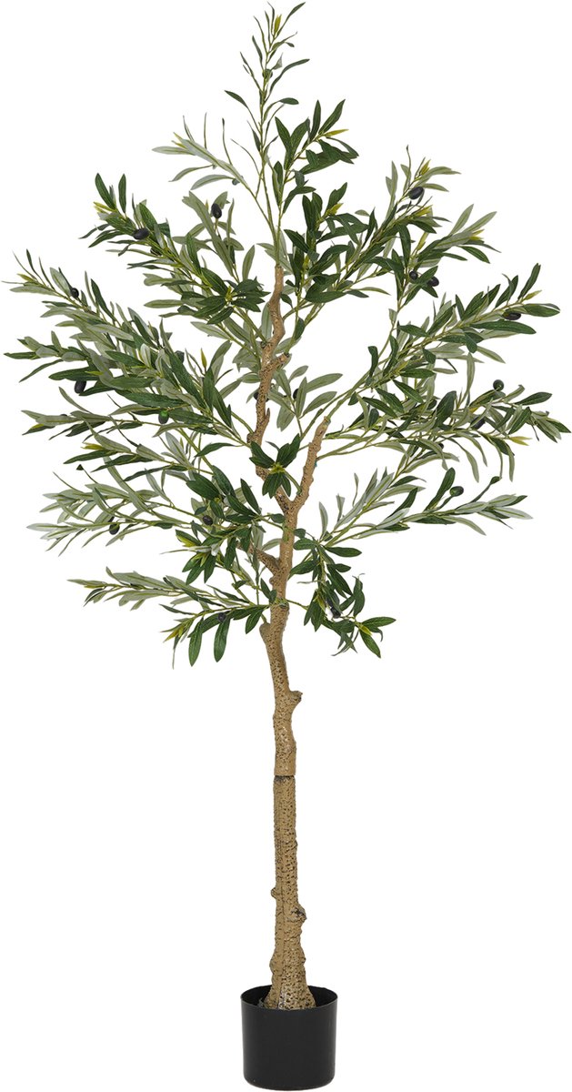 Homcom Kunstmatige Olijfboom 150 cm in Pot - Kunstplant - Kunstboom - Nepplant voor Binnen - Groen