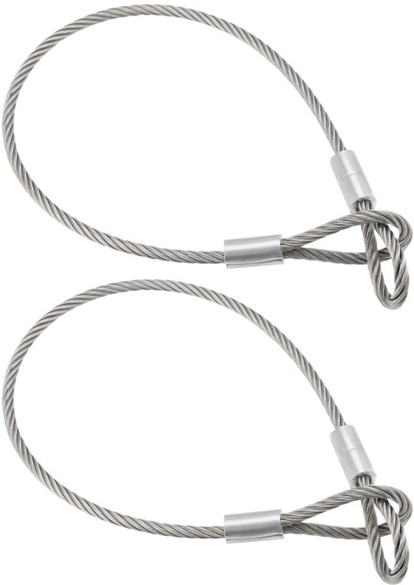Roestvrij Staaldraad Kabel - Veiligheidstouw - 50 cm - Diameter 5 mm - Breeksterkte 1836N - Geschikt voor Outdoor - 2 Stuks