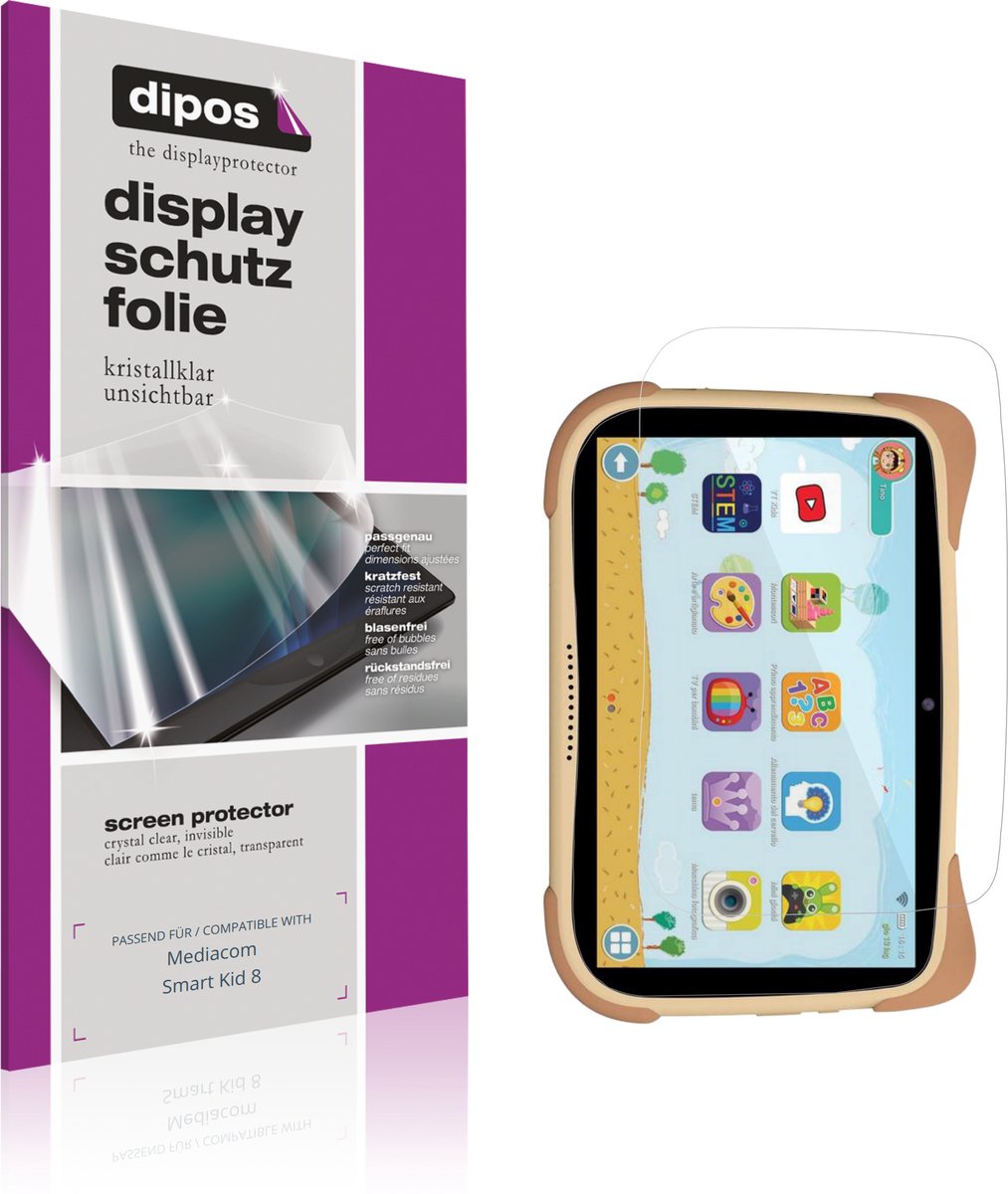 dipos – 2x Beschermfolie geschikt voor Mediacom Smart Kid 8 | Krasbestendige & heldere Screenprotector Ultra-Thin