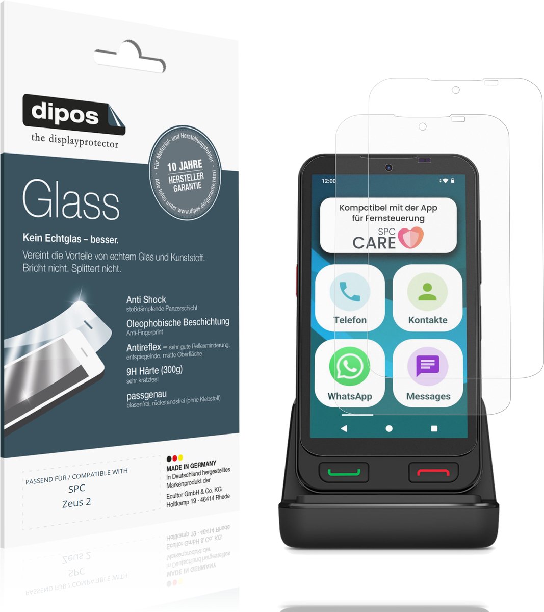 dipos – 2x Matte Pantserfolie geschikt voor SPC Zeus 2 | 9H Screenprotector