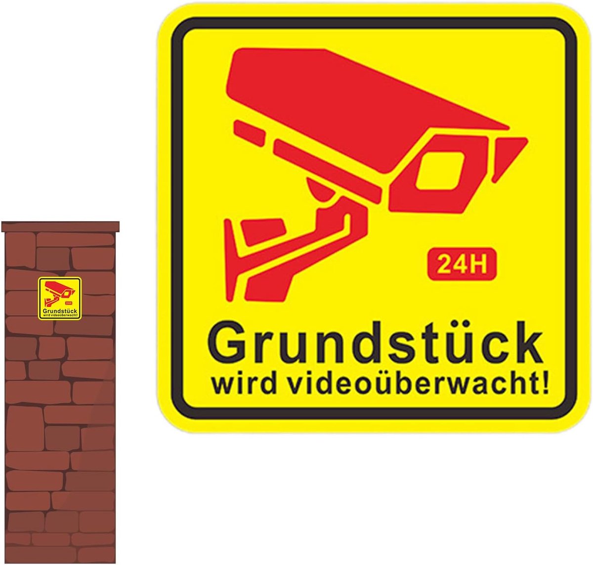 Beveiligingscamera Sticker - Waarschuwingsbord Video - Veiligheid Verhogend - Waterdicht PVC Materiaal - 15 cm - Zwart