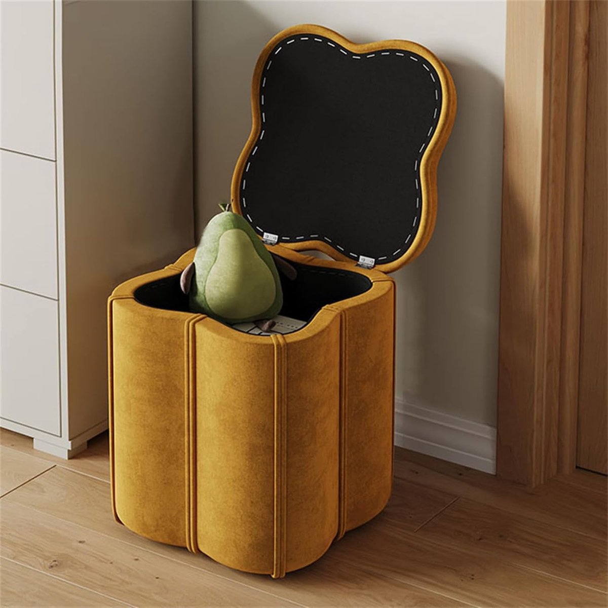Opbergpoef - Voetenbank decoratie - Ruimte organiseren - Afneembaar deksel - 37 cm hoog - Zwart