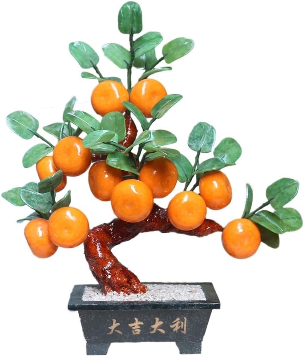 Kunstplant Bonsai - Decoratieve Boom - Huis Decoratie - Handgesneden Jade - 35x16x42CM - Groen