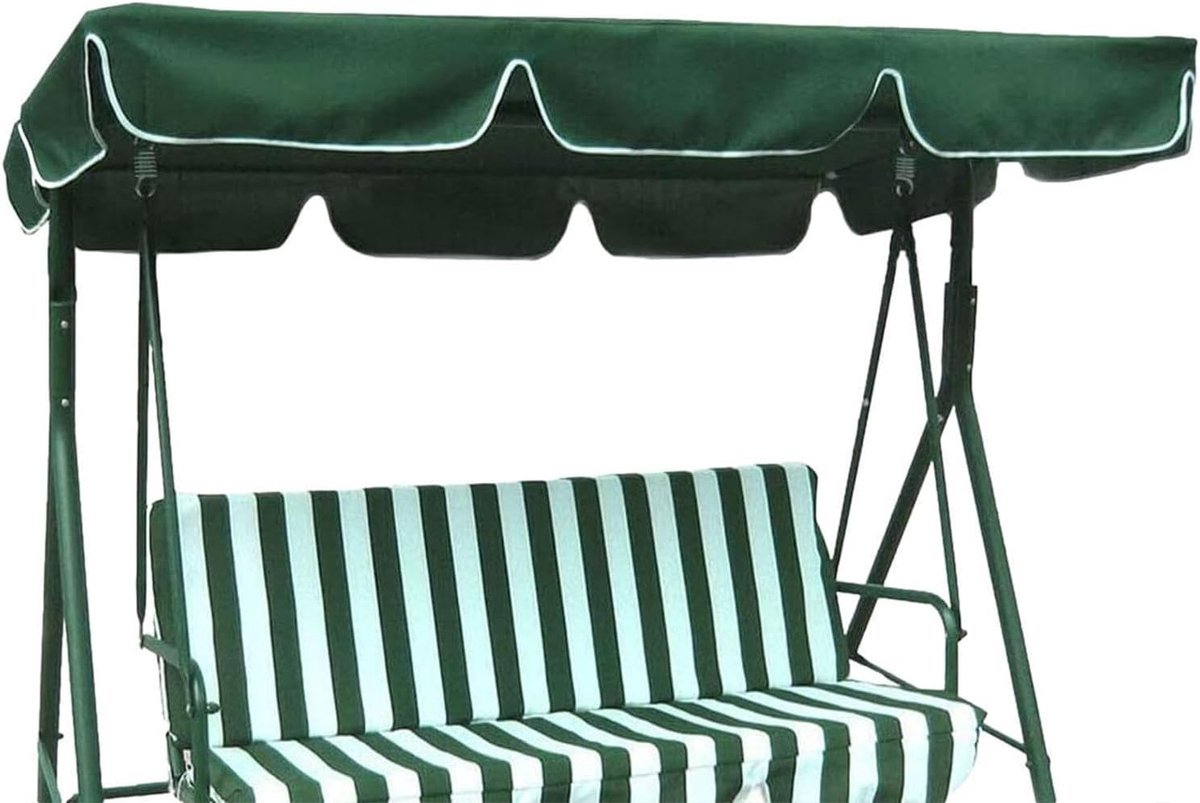 Schommelbank Luifel Vervanging - Tuin Schommel Deksel - Buiten Ontspannen - Waterdicht UV-bestendig - 190x132x15 cm - Legergroen