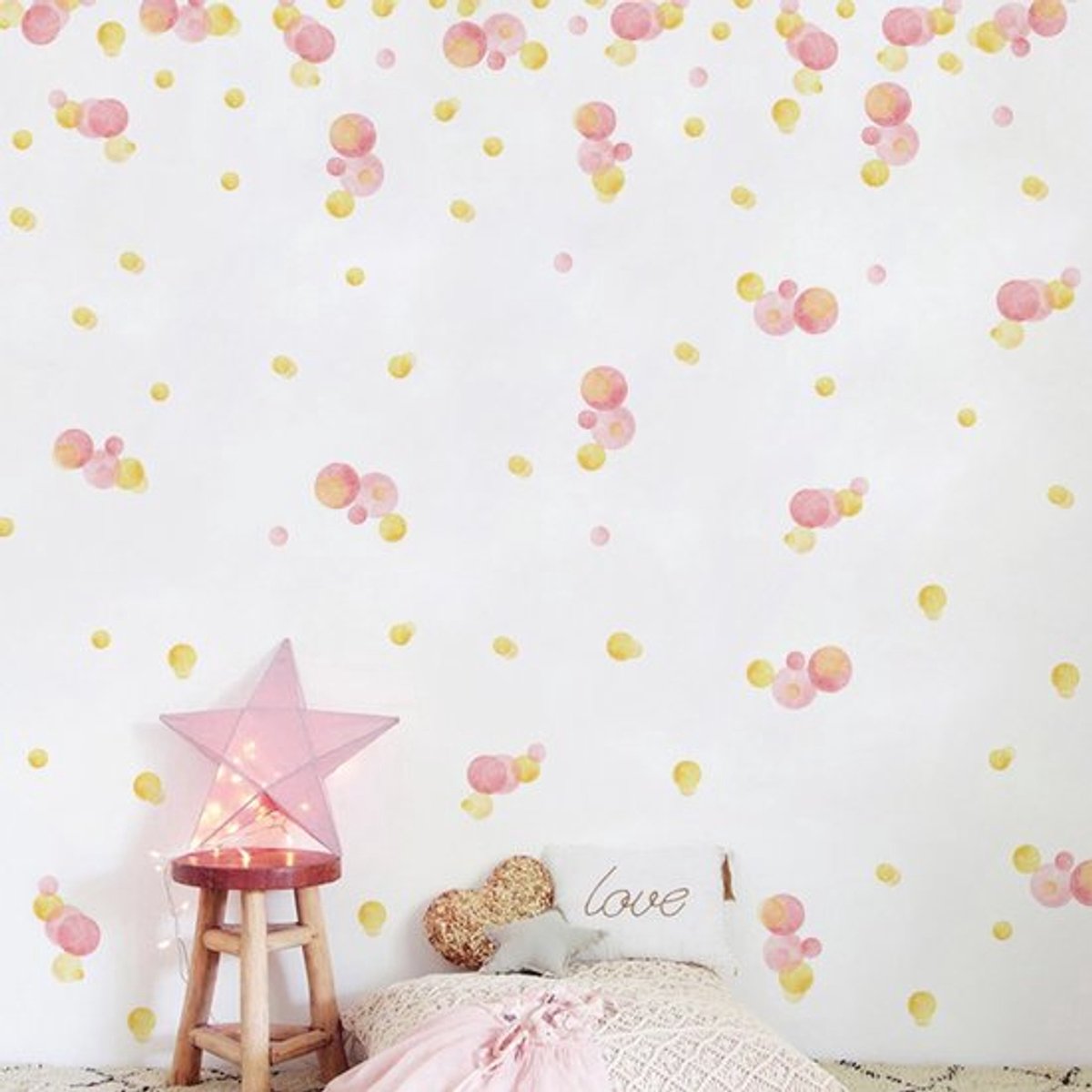 Virtubuy - Wandstickers - Muurdecoratie - Zelfklevend - Roze Pastel - Kinderen
