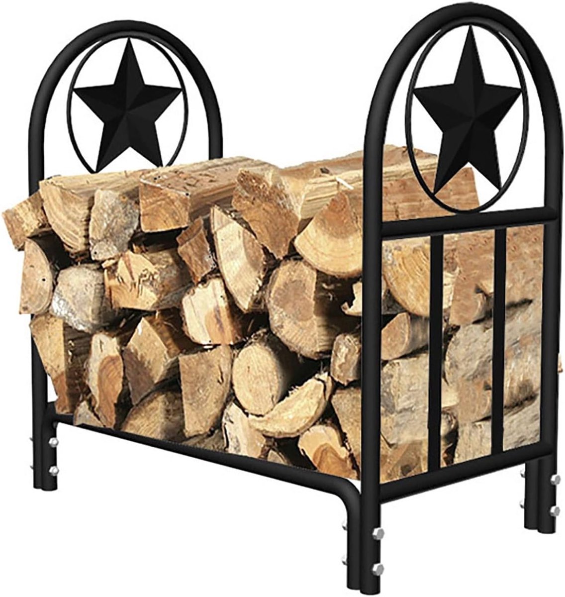 Hout Opslag Rek - Haardhout Houder - Open Haard - Massief Smeedijzer - 47" x 13.8" - Zwart
