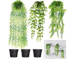 3 Stuks Kunstplanten met Potten voor Binnen en Buiten, Perfect voor Kantoor, Woonkamer en Tuin Decoratie