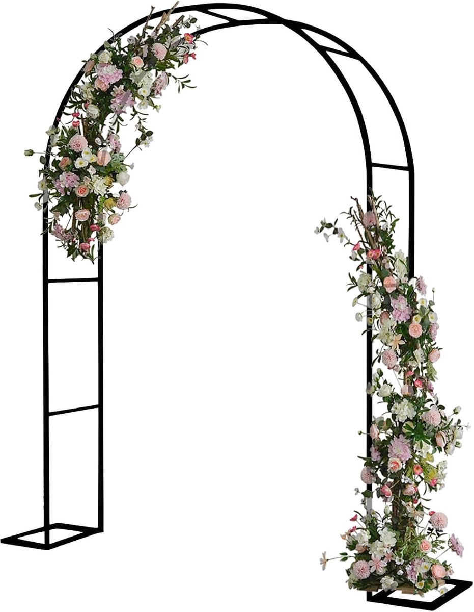 Rozenboog Tuinboog - Klimhulp Rankrooster - Decoratie Bruiloft - Stabiele Metalen Basis - 140x230cm - Zwart