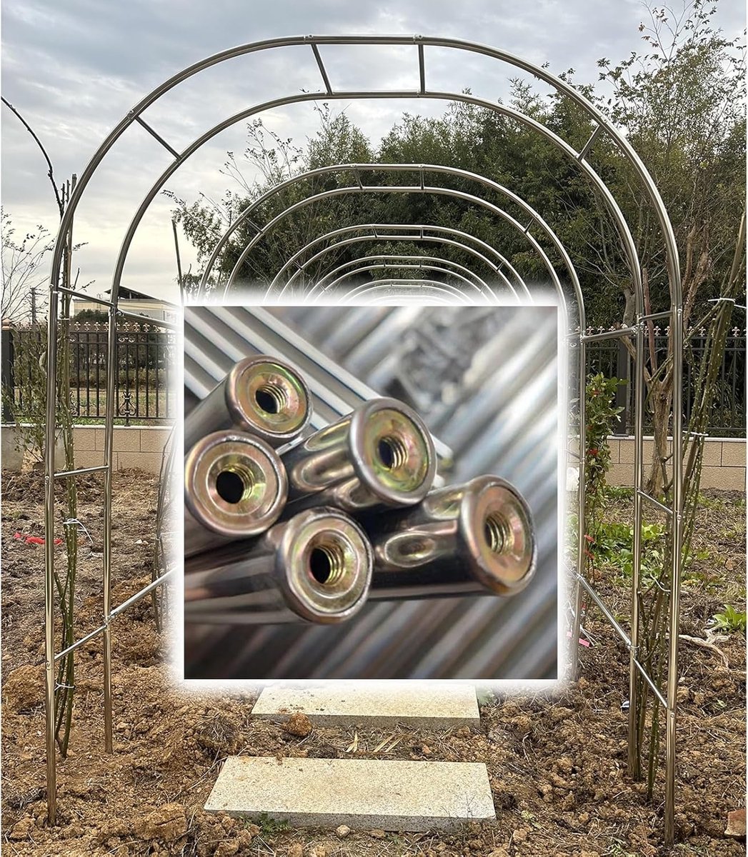 Rozenboog Tuin - Klimplant Steun - Tuin Decoratie - Roestvrij Staal - 2.2 x 2.4 m - Zwart
