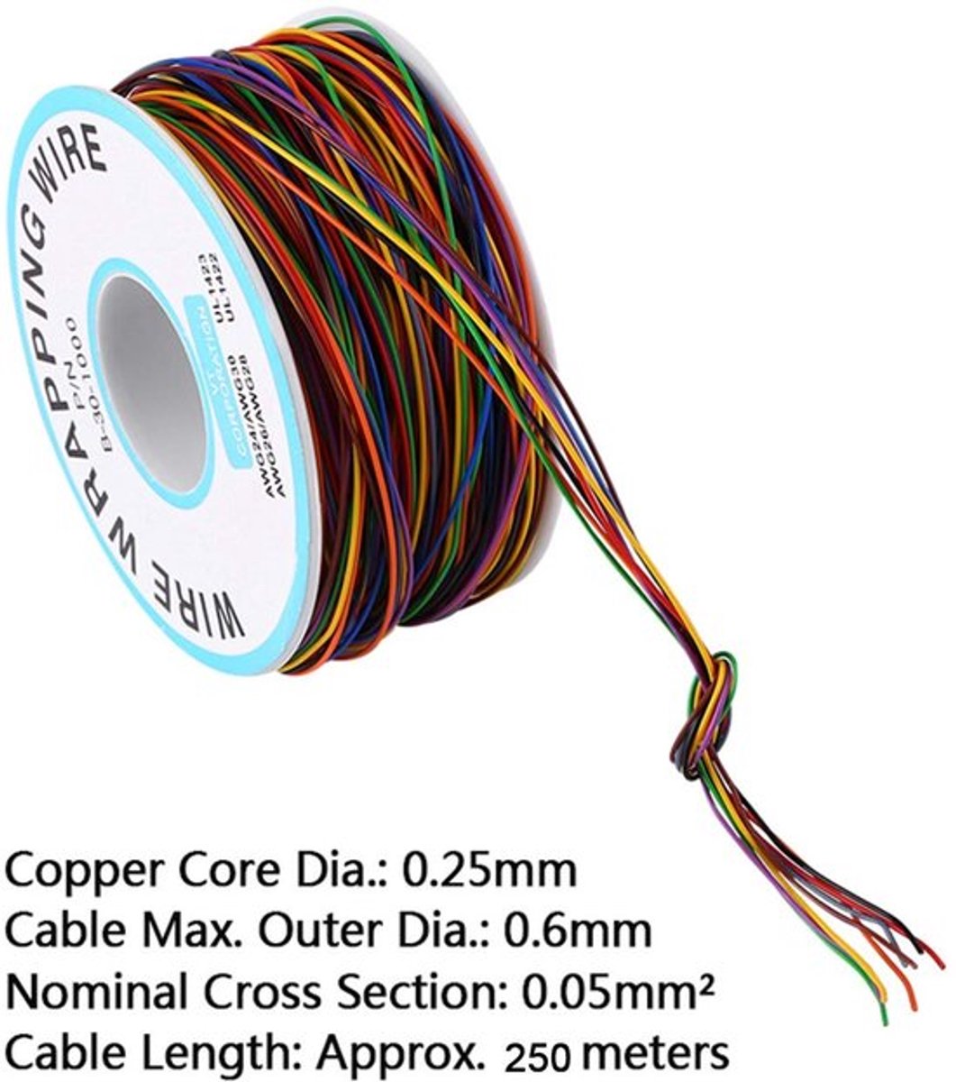 By shayne - Elektrische Kabel - Testkabel - Tinned Copper - 250 Meter - Kleurige