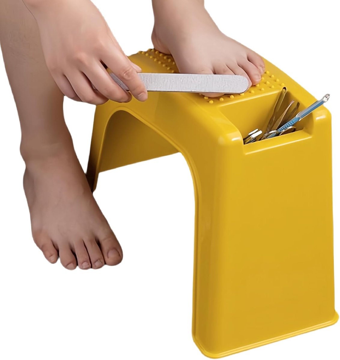 Voetenbankje - Pedicure Kruk - Voetverzorging Thuis - Antislip Onderzijde - 37.5x28x16.5 cm - Geel