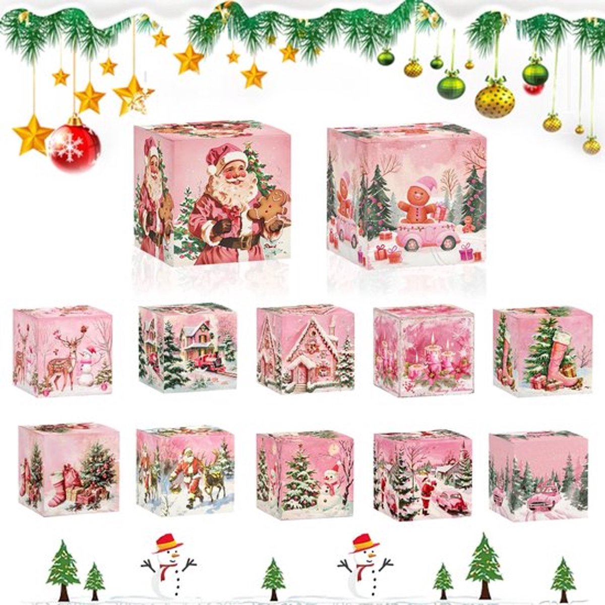 Mini opvouwbare kerstdozen, 12 stukken