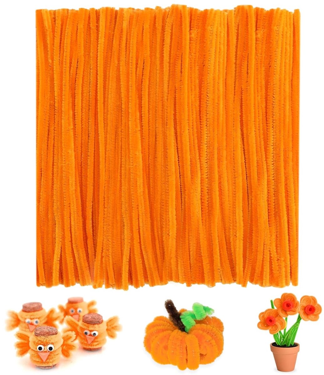 Bendbare Pijpenragers voor Creatief Gebruik, 200 Stuks van 30 cm, Ideaal voor Decoraties en Kerstversieringen in Oranje