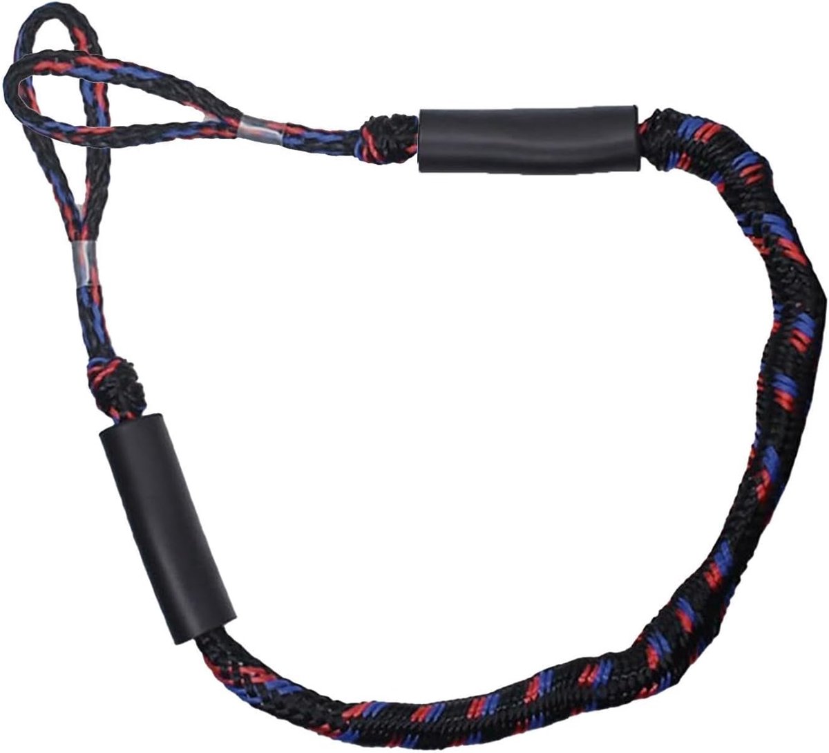 Aanmeerlijn met ring - Fenderlijnen ankertouw - Veilig aanmeren - Dynamische rek - 120 cm - Zwart