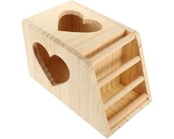 Houten Voerbak - Hooiruif Cavia - Kleine Dieren Voeren - Twee Compartimenten - 28 cm - Beige