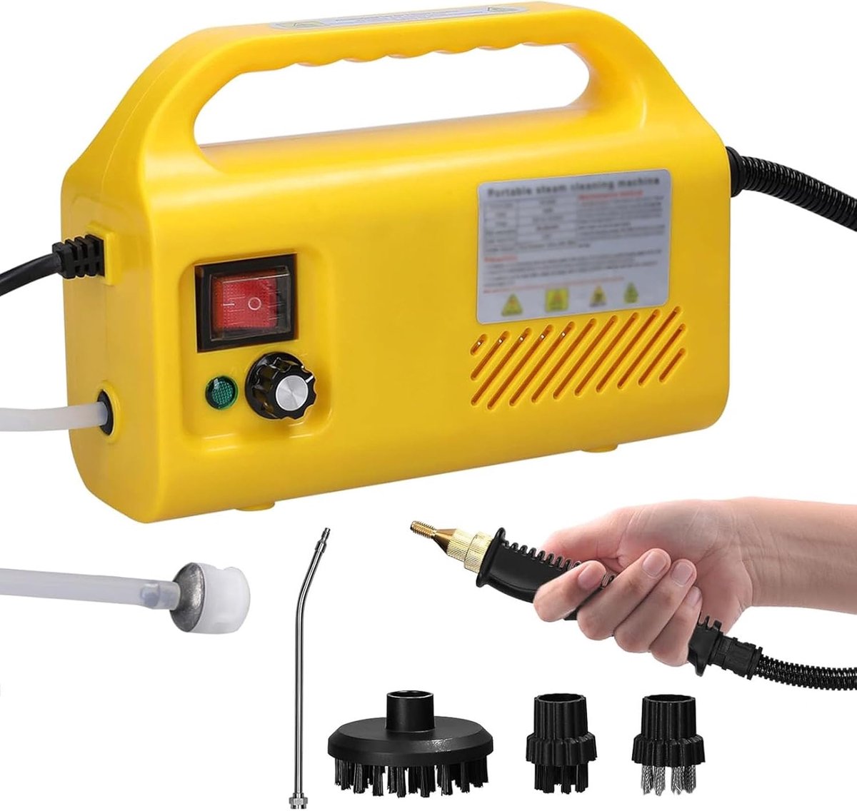 Stoomreiniger - Hoge druk reiniger - Diepe reiniging - Krachtige 2500W - 1.5m Snoer - Geel