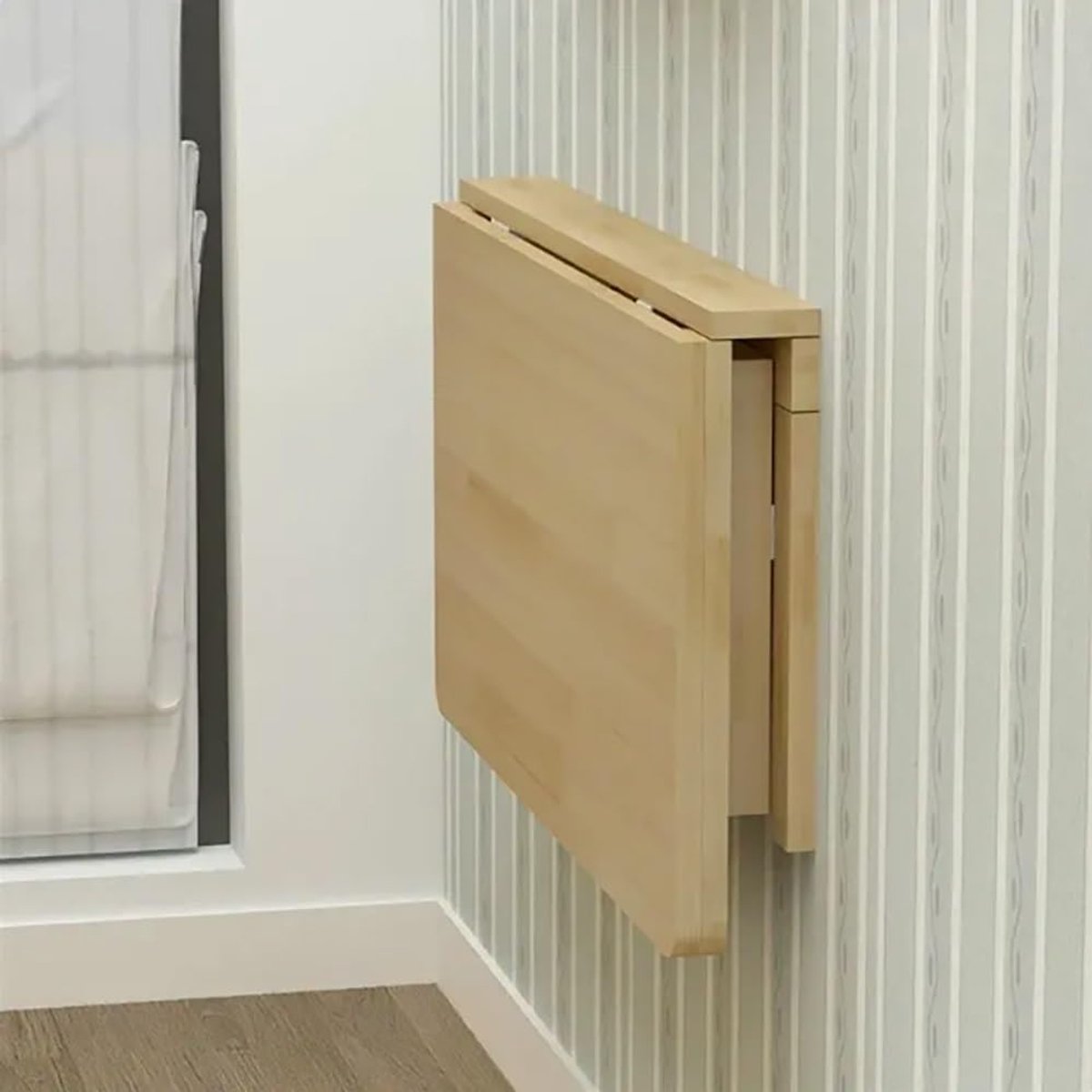Klaptafel Wandmontage - Opvouwbaar Bureau - Ruimte Besparen - Massief Hout - 60x45 cm - Natuurlijk Hout