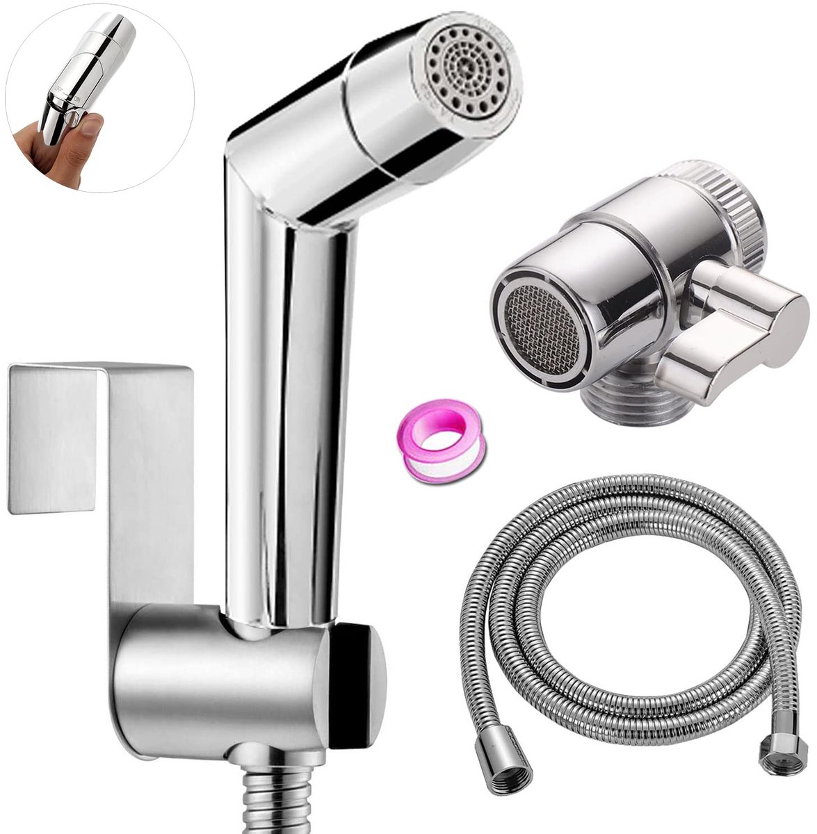 Dailygoods - Bidet Handdouche Set met Verstelbare Spraykop - Inclusief Slang en Haak