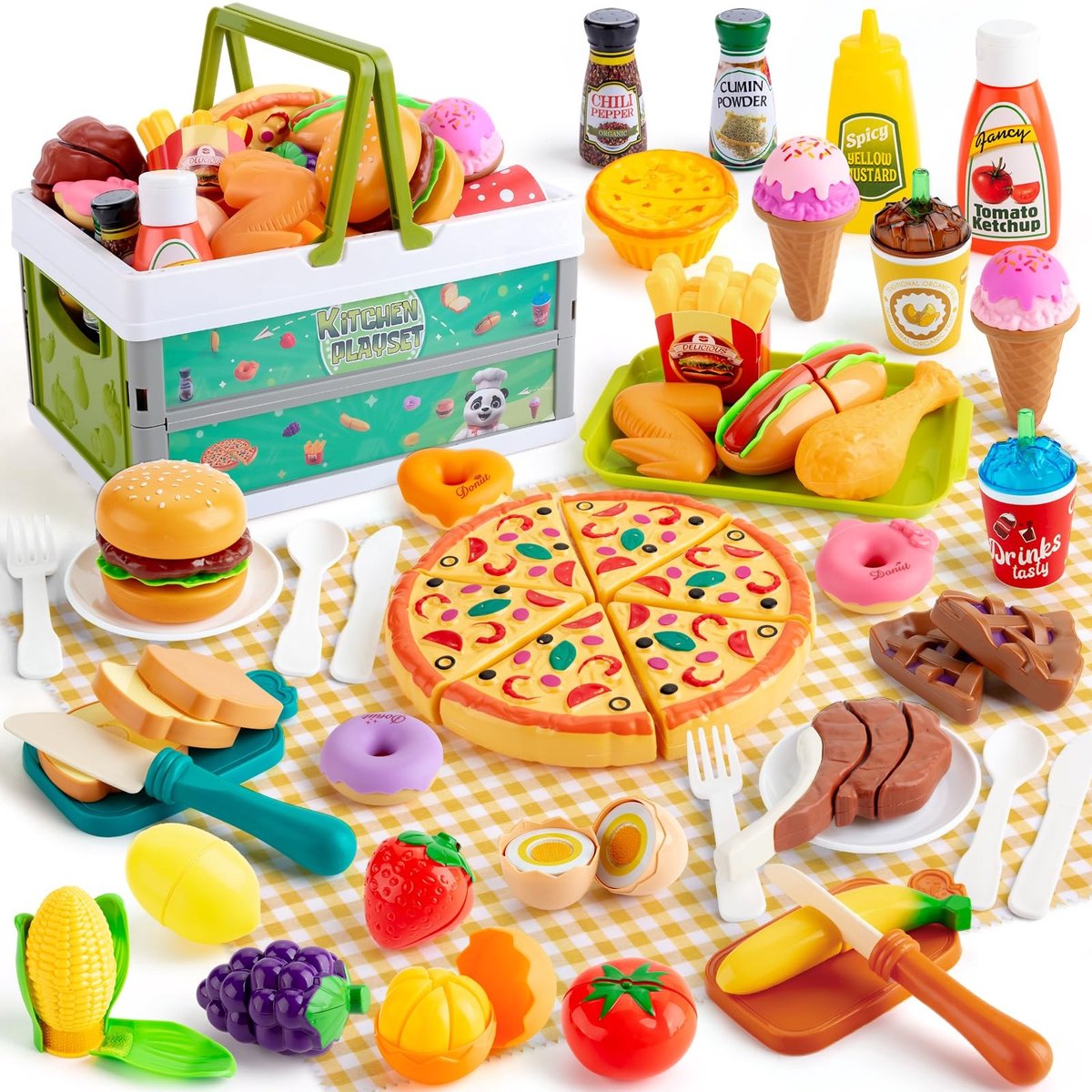 Dailygoods - SEMKOTREE Kinderkeuken Accessoires - Rollenspel Keukenset met Speelvoedsel