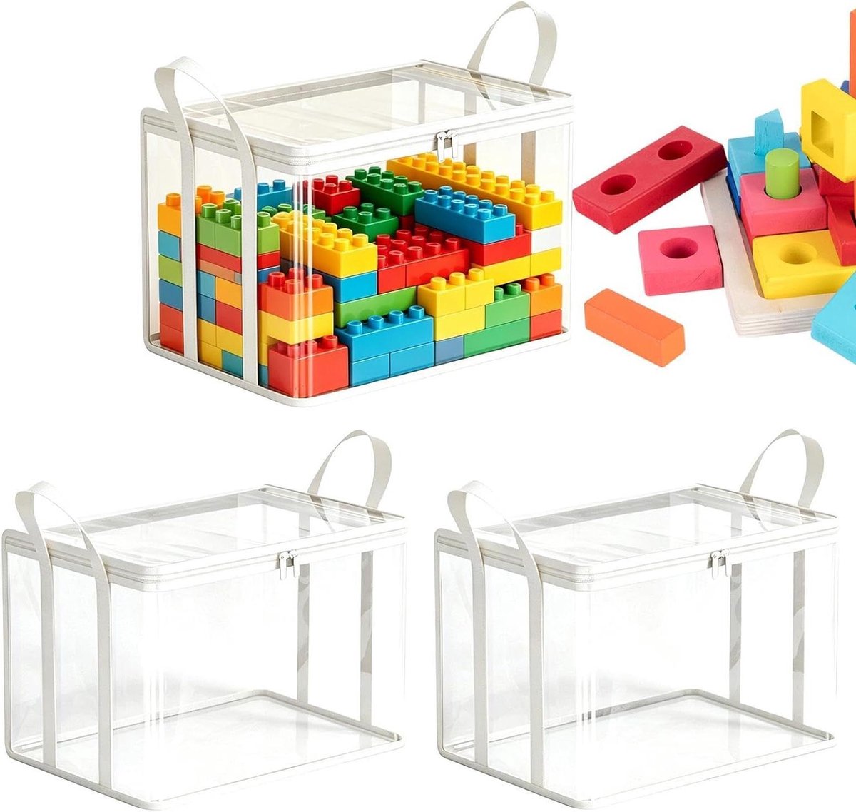 Opbergzak Verhuis - Opbergcontainer Boeken - Media Opslag - Transparant Zichtbaar - 35L x 28B x 2H cm - Wit