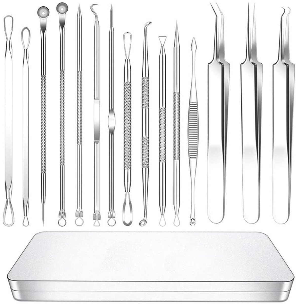 Dailygoods - 15-delige Puistje Popper Tool Kit - Professionele Acne Extractor