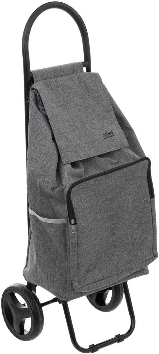 SnelShoppen - Boodschappentrolley 2 wielen Metaal Grijs 95 cm Hoog - Draagbare Winkeltrolley voor Supermarkt, Markt en Dagelijkse Boodschappen