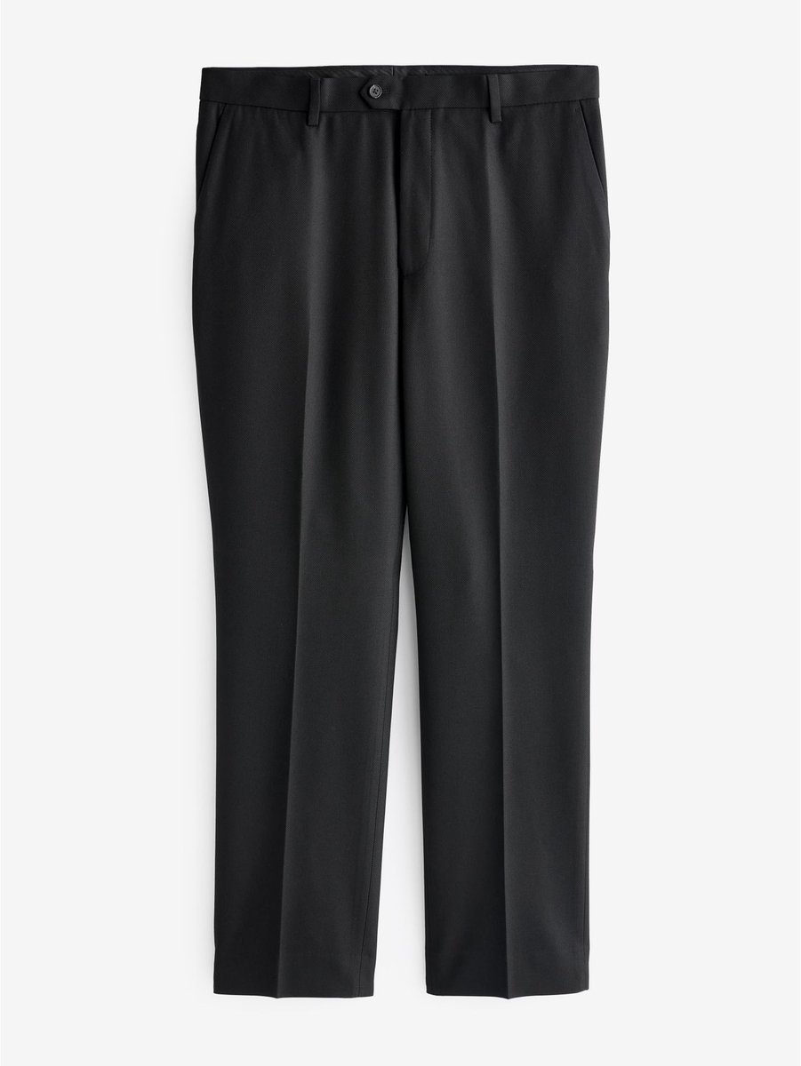 Next - Heren - Normale Pasvorm - Kostuum met textuur: broek - Zwart
