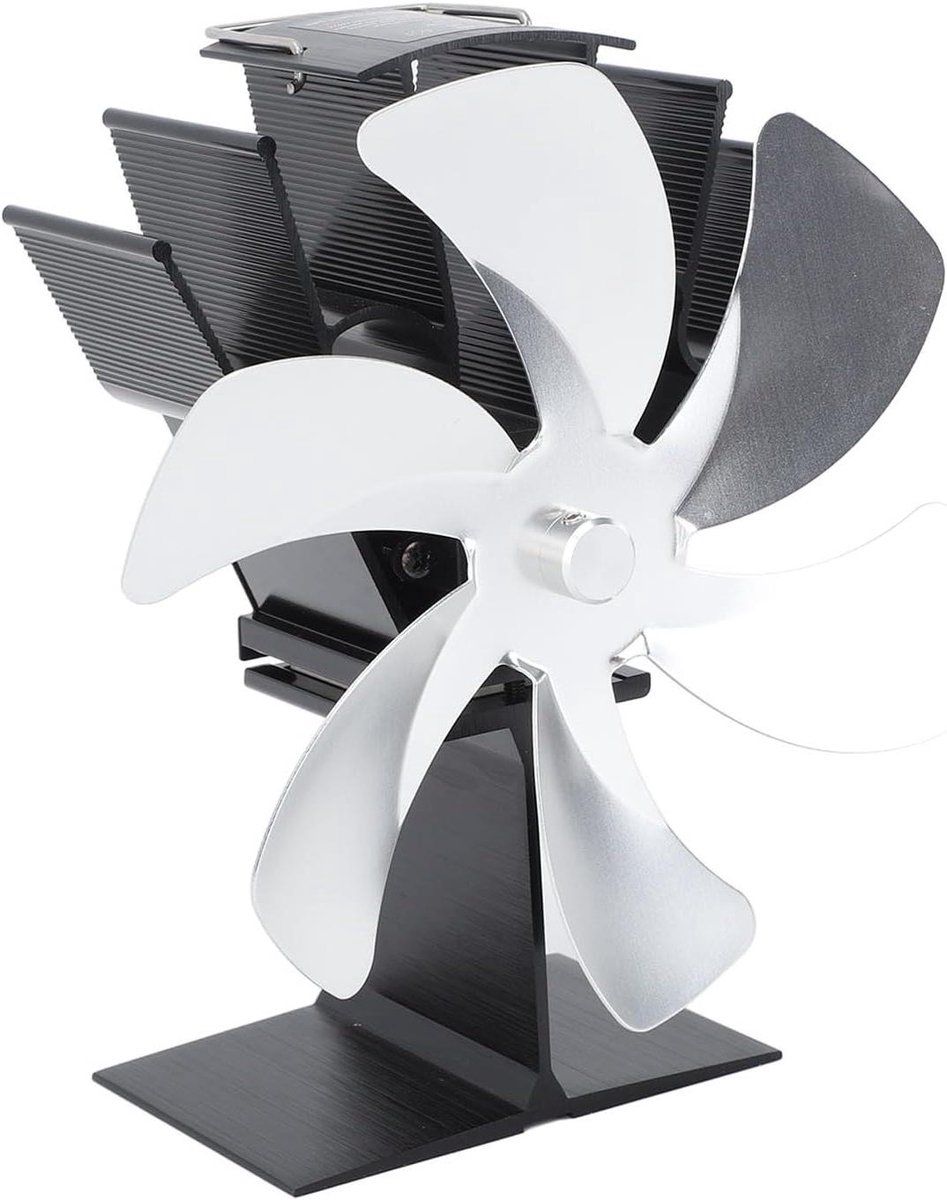 Kachelventilator - Warmteventilator Haard - Warmte Circuleren - 6 Bladen - 22x19x14 cm - Zilver