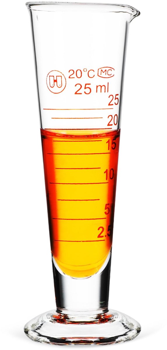 SnelShoppen - Glazen Maatbeker 25 ml - Mini Laboratorium Maatbeker - Kegelvormige Glazen Cilinder - Kleine Maatbeker voor Keuken, Experimenten en Deco