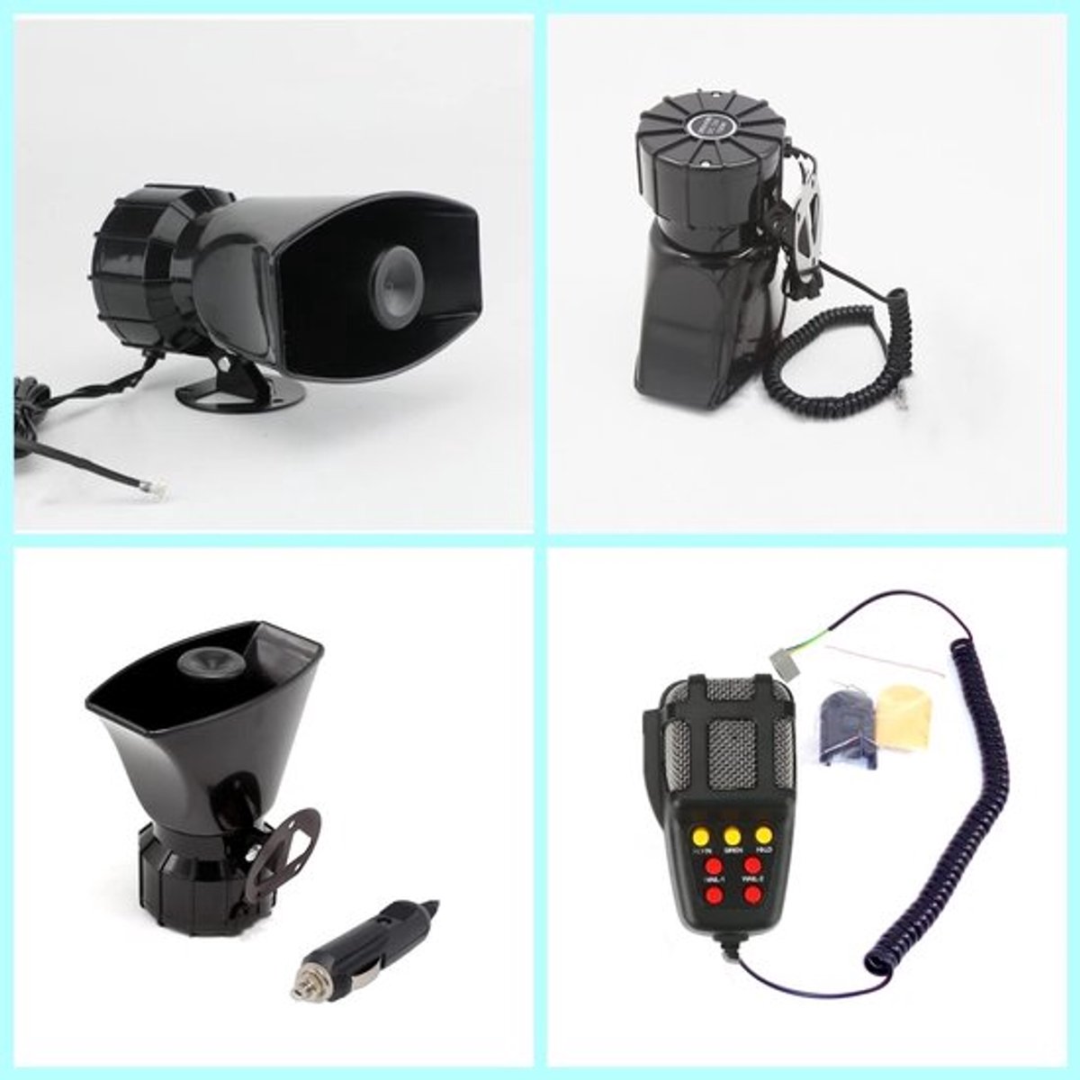 Voertuighoorn 130dB - 7 Tone Geluiden - 12V Toeter - PA Systeem - Geschikt voor Auto/Boot/Vrachtwagen - Inclusief Installatiekit - Sirene