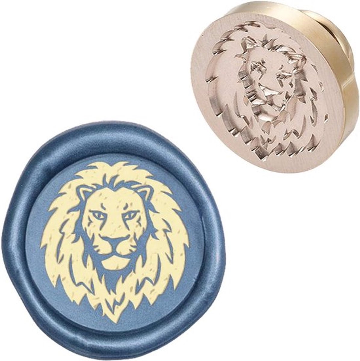 Wax Seal Stempel - Hoofd Leeuw - Verwijderbare Afdichting - Messing - Stempelkop - Creatieve Geschenken - Uitnodigingskaarten - Decoratie - Geschikt voor - Enveloppen Afdichting - Bruin en Goud