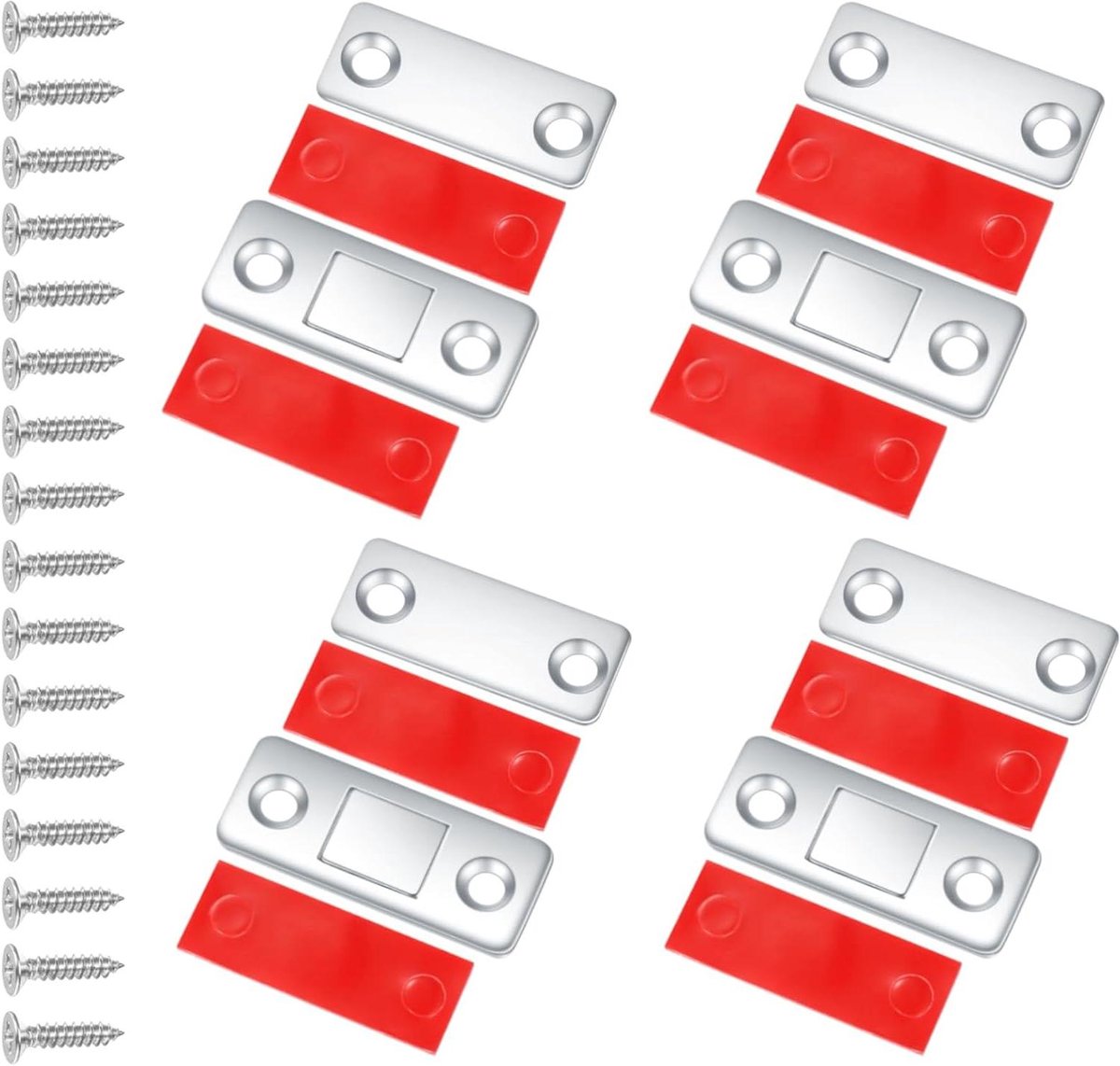 Magnetische Deursluiters - Deurmagneten Kastdeuren - Meubels Sluiten - Ultradun Ontwerp - 4.1 x 1.59 x 0.25 cm - Zilver